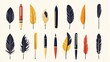 © Elshad Karimov - An icon set featuring a collection of pens and feather pens, illustrated as vector symbols.