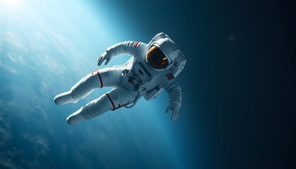 image astronaut floating in space isolated with white highlights, png