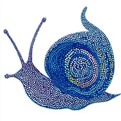 Wall Mural - The artwork is an abstract dotty snail on a white background.