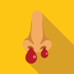 Sticker - Nose bleeding with blood drops flowing, medical healthcare concept