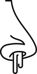 Sticker - Simple line art icon of a human nose having a runny nose, indicating illness or allergy