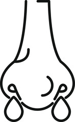 Sticker - Line drawing of a human nose with mucus dripping showing allergy or cold symptoms