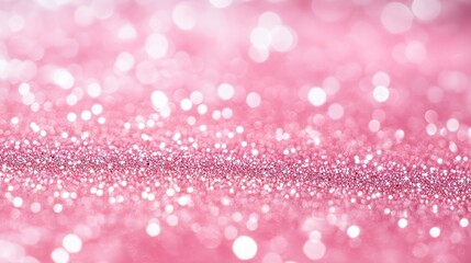 Poster - Shimmering pink glitter sparkling under soft light in a close-up view