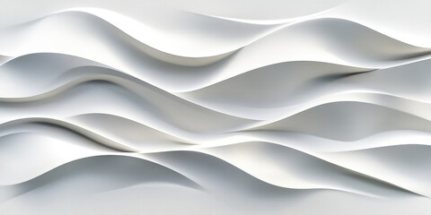 Wall Mural - 3D illustration texture of white pattern waves light and shadow. Wall decorative panel