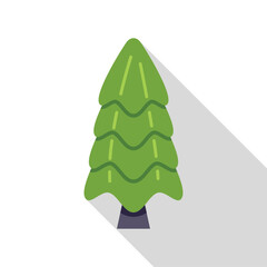 Sticker - Stylized evergreen coniferous tree is casting a long shadow on the ground