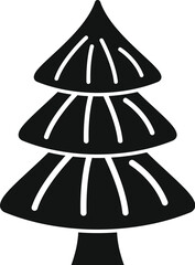 Poster - Black silhouette of a fir tree with a trunk and three tiers of branches