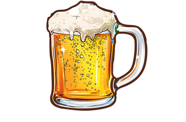 Wall Mural - beer seider, on white background, minimalism, vector, sticker design