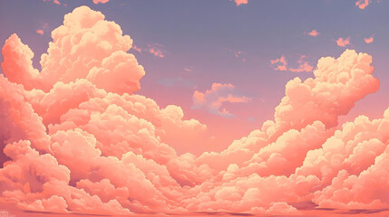 Sticker - A serene sky filled with fluffy pink clouds at sunset.