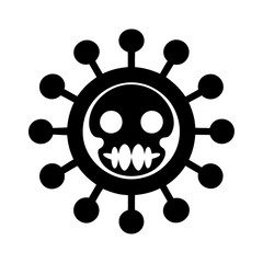 Wall Mural - Black silhouette web browser dangerous virus bug icon and vector illustration