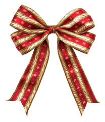 Wall Mural - bright red and gold holiday bow decoration, cut out - stock png.