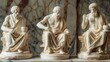 © PoyTumStudio - Elegant statues of ancient philosophers, capturing their wisdom and poise in fine detail against a marble backdrop.