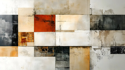 Poster - Abstract geometric artwork with neutral tones and bold accents.