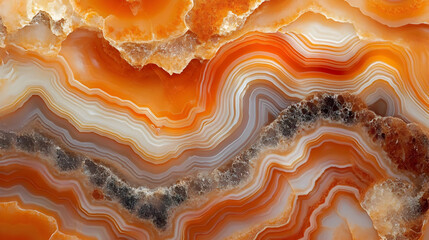 Wall Mural - Close-up of colorful agate stone with intricate patterns.