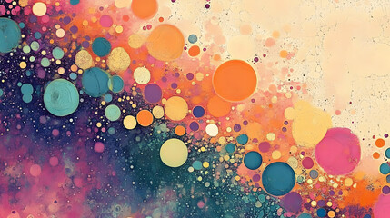 Canvas Print - Colorful abstract artwork featuring vibrant circles and textures.