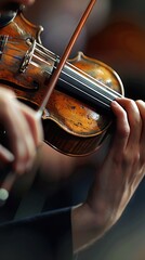 Poster - Close-up of a violin being played by a musician.