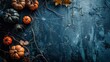 © Andrii - Autumn pumpkins with spider and cobweb on rustic background