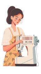 Wall Mural - Woman using a sewing machine, creating new things.