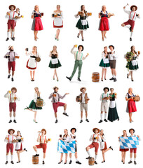 Sticker - Set of people with beer celebrating Octoberfest on white background