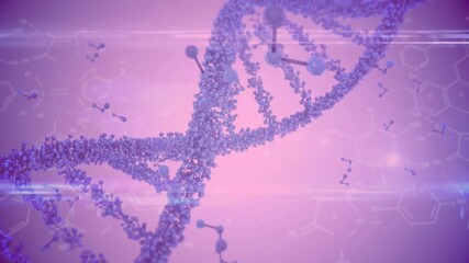 Poster - Animating DNA strand and molecular structures over pink background