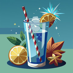 ginger ale fire cracker cocktail, vector illustration flat 2