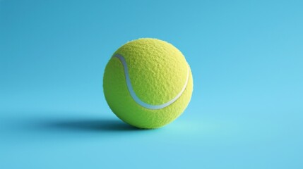 Wall Mural - Tennis ball isolated on a blue background.