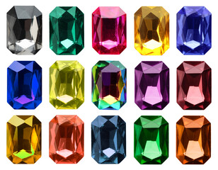 Wall Mural - Many different gemstones isolated on white, set