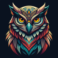 central illustration for shirt in vector owl tattoo, detailed illustration creative design with