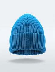 Wall Mural - Blue Knitted Beanie Hat Mockup.