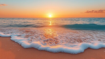 Canvas Print - Sunset Beach Waves.