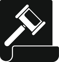 Canvas Print - Simple vector icon of a judge gavel hitting paper symbolizing law and court