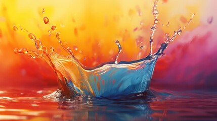 Sticker - Colorful Water Splash with Abstract Background.