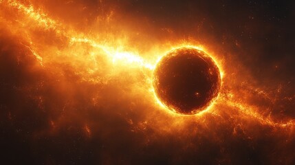 Poster - Fiery Planet in a Starburst.