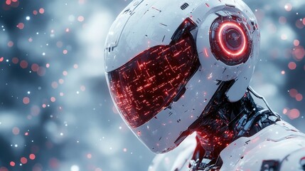 Poster - Cyborg Head with Red Lights