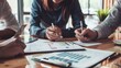 © Panupan - image of retirement portfolio , photo of couple and financial advisor , visual of document review , picture of financial consultation