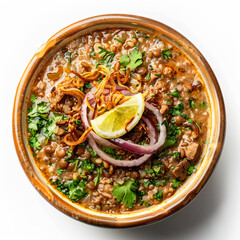 Wall Mural - a bowl of soup with onions  meat  and cilantro