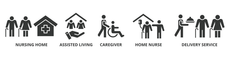 elderly care banner web icon vector illustration concept for elder people support with an icon of ca