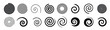 © jasmin - Set of simple spirals. Swirl motion twisting circles design element set isolated vector icons.