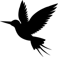hummingbird silhouette - bird black and white vector outline