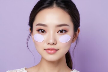 Wall Mural - Young Woman with Under-Eye Patches and Makeup