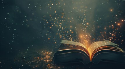 Magical Book with Glowing Pages and Sparkles