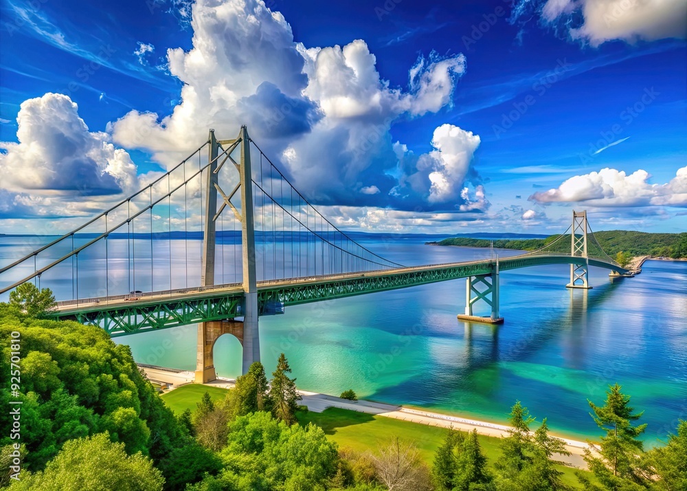 Makinna Ridge Mighty Mackinaw Bridge stretches majestically across Straits of ...