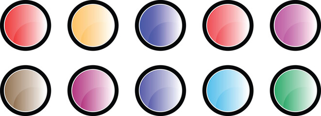 Wall Mural - set of different color gradient circle button art vector illustration.