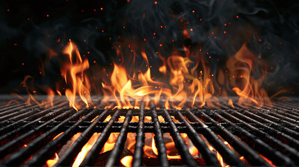 Barbecue Grill With Fire Flames