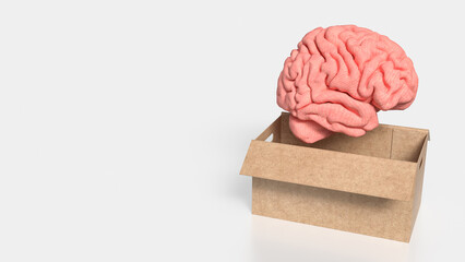 The Human Brain in paper box for creative or sci concept 3d rendering .