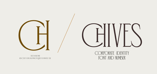 Poster - CH logo font and number. ci corporate identity modern luxury. Typography elegant beauty lettering serif italic fonts decorative brand wedding vintage retro logos. vector illustration