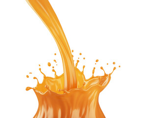 Canvas Print - Caramel sauce, Liquid syrup splash, sugar candy caramel or melted toffee, 3d illustration.