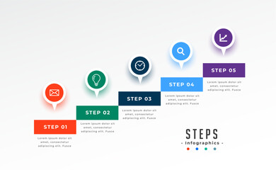 Sticker - five step business milestone template for corporate presentation