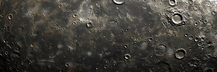 Wall Mural - a close up of a planet with many craters. the planet is a dark grey color. the craters are of variou