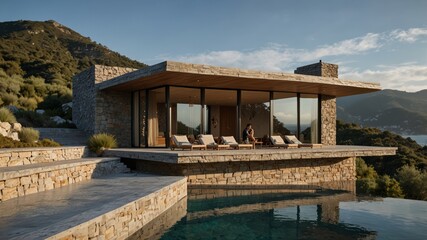 Wall Mural - contemporary mountain villa with a flat roof