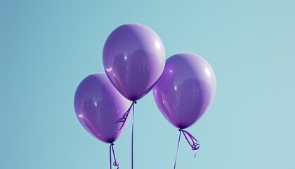 Vibrant violet balloons against clear sky